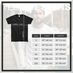 Teed Designs' Short Sleeve T-shirt Size Chart